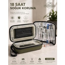 Die Grup Thermobag Seyahat Enektör Taşıma Çantası – Termal Soğuk Tutucu Çanta, Kompakt Medikal Organizer, Buz Kaseti/jel Uyumlu, 10 Saat Isı Koruma, Gri/haki/lacivert/gold