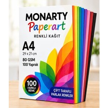 Die Grup Monarty A4 Çok Renkli Kağıt, 80 Gsm, 29X21 Cm, 10 Farklı Renkli, Çift Taraflı Parlak Renkler (100)