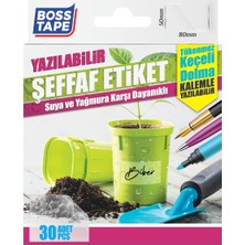 Boss Tape Seffaf Su Geçirmez Etiketler, 30'lu Paket, Seffaf