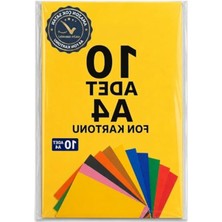 Die Grup A4 Renkli Fon Kartonu, 10 Renk 10 Adet Set, Okul ve Ofis Için