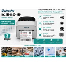 Gainscha BY248D (GS2408D) Barkod Etiket Yazıcı Usb/lan Ribonsuz Beyaz