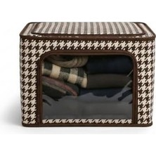 SBN - Store Tela Telli Dolap Düzenleyici Kutu (40X50X30 Cm) - Katlanabilir, Dik Duran Kumaş Hurç | Ön/üstten Açılır, Şeffaf Pencereli Organizer Gri ve Kahve Renk