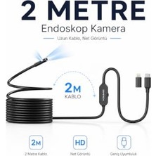 Die Grup 2 Metre 2 Kameralı Endoskop Yılan Kamera Ios Android Type-C Uyumlu
