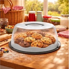 SBN - Store Geçmeli Kilitli, Kapaklı ve Saplı Yaş Pasta, Kek Taşıyıcı, Mutfak Saklama Için Yuvarlak, Bpa Içermeyen Kek Fanusu, Börek, Çörek Saklama Kabı,, Turta T