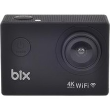 Die Grup Bix Pulse 2 Wi-Fi 4K 30FPS Aksiyon Kamerası 20 Mp Web Kamera Modlu 30 Metre Su Geçirmez Kılıflı Bisiklet Motosiklet Vlog Kamerası Siyah (Siyah)