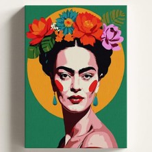 Die Grup Sayılarla Boyama Tuval Hobi Seti Kahlo Temalı Fırça ve Boya Dahil Set (Çıtalı) 40X50 cm Kendin Yap Sayılarla Tuval Boya Kiti (Kasnaklı)