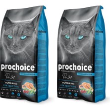 Kawin Prochoice Pro 34, Yetişkin Kediler Için, Hipoalerjenik, Somon Balıklı ve Pirinçli Kuru Mama, 2 kg (2 Paketi)