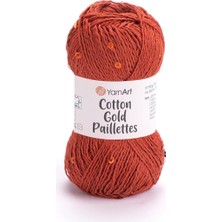 Yarnart Cotton Gold Paıllettes - Örgü Ipi KİREMİT-7117