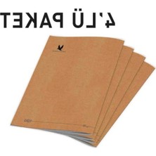 Die Grup Kareli A6 Defter Seti, 4'lü, Kraft Kapak, 288 Sayfa