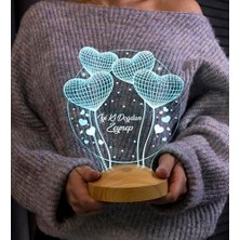 SBN - Store Doğum Günü Hediyesi, Sevgiliye, Arkadaşa Doğum Günü Hediyesi, Balon Kalpler Kişiye Özel 3D LED Lamba