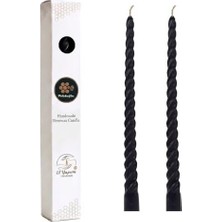 SBN - Store Siyah 2 Adet Konik Mum Şamdan Mumu Doğal Petek (Beeswax Candle) 27.5 cm