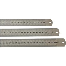 Die Grup Çelik Cetvel Seti, Düz Metal Cetvel 3 Adet (30-50-100 Cm) Metalik