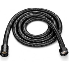 Die Grup Alper Banyo Premium Siyah Duş Hortumu 150 Cm, Epdm Esnek ve Dayanıklı Duş Başlığı Hortumu, Siyah Banyo Duş Hortumu, Su Kaçağına Karşı Güvenli Bağlantılı Modern Tasarım