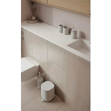 SBN - Store Time Banyo Için Çöp Kutusu, Küçük Kozmetik Kovası, Kapaklı Çöp Kutusu, Çap 20,8 Cm, Yükseklik 27,5 Cm, Kapasite 3 Litre, Yumuşak Gri