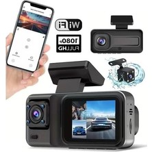 Die Grup 3 Kameralı Wifi Araç Içi Kamera Seti 1080P Full Hd | Ön + Kabin + Geri Görüş Desteği Park Yardımcı Dash Cam