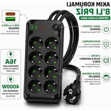 Die Grup 16A 4000W Güç Kapasitesine Sahip 8’li Priz ile Hızlı USB Çıkışı