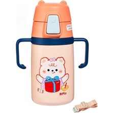 Die Grup 400 ml 316L Paslanmaz Çelik Pipetli Çocuk Termosu Taşıma Kulplu Askılı Çift Duvar -FFR400ML4011 Turuncu