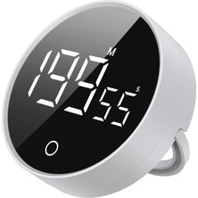 Gworke Rt-1 Mıknatıslı Rotary Zamanlayıcı 0-199 Ileri Geri Sayım Kronometre, Ayaklı Stand, LED Ekran, Usb-C Şarjlı, Pomodoro & Mutfak Timer (Beyaz)