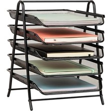 Die Grup 5tpaper-Blk 5 Katmanlı Kağıt Tepsisi, Dosya Depolama, Masaüstü Düzenleyici, Metal Ağ, 30 cm U x 35 cm G x 14,5 Inç Y, Siyah