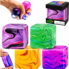 Die Grup 5x5 cm Mermer Desenli Squishy Küp, Duyusal Fidget Oyuncağı