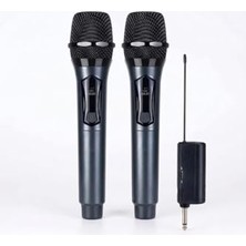 Die Grup Profesyonel Çiftli Kablosuz Mikrofon Seti Karaoke Şarj Edilebilir 50 Metre