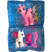 UDATOYS Pony Taranan Saçlı Anne Bebek Unicorn Atlar Toka Tarak Oyuncak Seti
