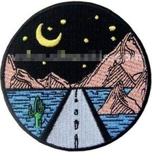 Die Grup Sim Nakış Yıldızlı Gece Altında Uzun Yol Nakış Işleme Arma Patch 8×8 cm
