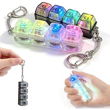 Die Grup Renkli LED Işıklı 2'li Paket Klavye Fidget Anahtarlık, 4'ü 1 Arada Stres Tıklayıcı Oyuncak, Anksiyete Giderme Için Klavye Düğmesi, Yetişkinler Için Dekompresyon Oyuncak (Siyah+Beyaz) Şeffaf)