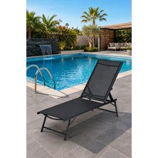 Reyo Bysay Katlanabilir Fileli Şezlong, Alüminyum Çerçeve, Antrasit, 54X180X35 Cm, Plaj ve Havuz Için Portatif Bahçe Sandalyesi