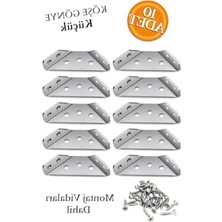 Die Grup Metal Köşe Bağlantı Aparatı, 10 Adet Mobilya Dolap Montaj Köşebent, Duvara Sabitleme Gönye, 65.5X30X27MM