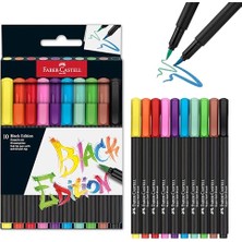 Die Grup Faber-Castell Black Edition Keçeli Kalem Fırça Uç 10’lu, Parlak Renkler, Yazım ve Boyama Için Uygun, Yumuşak