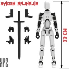 Die Grup Robot 13 Dummy Beyaz Siyah Tüm Eklemleri Hareketli Aksiyon Figürü Oyuncak