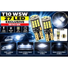 Taşıt Parçaları T10 W5W Exclusive 27 LED Beyaz Ampul 12V Park Plaka Iç Aydınlatma Bagaj Lambası 2'li Set