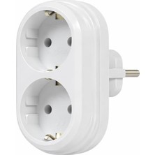 Die Grup 2'li Golyat Fiş, Ikili Topraklı Duvar Tipi Priz Çoklayıcı Fiş, 16A 250 Volt, Max 3600 Watt (Beyaz)