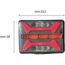 Die Grup Ledli Kare Stop Lambası, 12-24 Volt, 4 Fonksiyonlu, 2 Adet