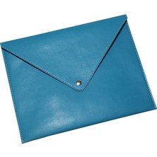 Die Grup Pu Deri A5 Küçük Boy Dosya Klasörü Belge Tutucu Su Geçirmez Portföy Zarf Dosya Klasör Kılıf A5 Çıtçıtlı Dosya 19,5X24,7 cm - Turkuaz