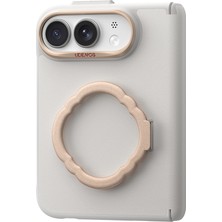 iPhone Duo Uyumlu Kılıf Standlı Udemos Grace Serisi Kapak Krem
