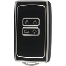 Die Grup Autohan Keys Lüx Anahtar Kılıfı, Clio E-Tech, Austral, Megane 4, Talisman, Clio 5 Uyumlu, Siyah-Gümüş
