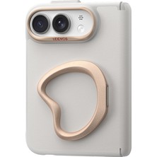 iPhone Duo Uyumlu Kılıf Standlı Udemos Pebble Serisi Kapak Krem
