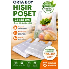 Yok Yok Ambalaj Orta Boy Hışır Poşet 24X46 cm 150-170 Adet Market Alışveriş Poşeti 700 gr