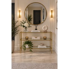 Teknor Şeffaf Camlı Gold Metal Salon Konsol Ünitesi 100CM