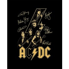 Zepplin Giyim Ac Dc Silüet Imza Büyük Sırt Patch Yama