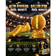 Flexis Altın Ayakkabı ve Ballon D'or Isime Özel Futbol Ödülü Maketi Seti Dünya Kupası Anahtarlık Hediyeli