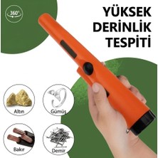 Gaman Profesyonel El Tipi Metal Altın Dedektör Arama Su Geçirmez 360 Derece Sesli Titrşimli Uyarı + Pil Hediye