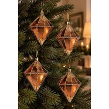 BeySüS Yılbaşı Ağacı Süsü Kahverengi-Gold Elmas 12 cm 4lü