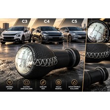 AutoAll Citroen C3  C4  C5   Deri Vites Topuzu Gri Dikişli