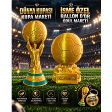 Flexis Dünya Kupası ve Isime Özel Ballon D'or Futbol Ödülü Maketi Seti Dünya Kupası Anahtarlık Hediyeli