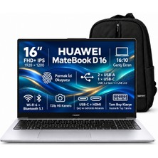 Huawei Matebook D16 Mclg-X S2 Intel Core I5-13420H 16 GB 512GB SSD 16'' Wuxga IPS Windows 11 Pro Dizüstü Bilgisayar + Snertech Çanta