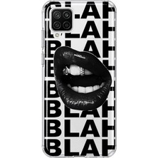 Mobilpad Samsung Galaxy A12/M12 Uyumlu Blah Dudak Desenli Şeffaf Telefon Kılıfı