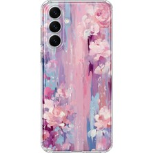 Mobilpad Samsung Galaxy M34 Uyumlu Pastel Çiçek Desenli Şeffaf Telefon Kılıfı